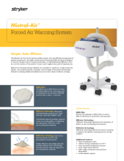 Mistral-Air 1100 Forced Air Warming System Spec Sheet