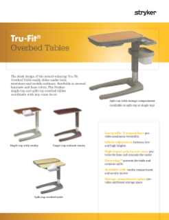 Tru-Fit Overbed Tables Spec Sheet