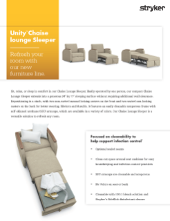 Unity chaise lounge sleeper spec sheet