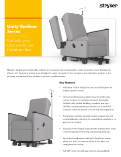 Unity recliner spec sheet