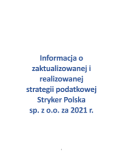 Informacja o realizacji Strategii Podatkowej za 2021 r