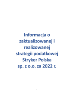 Informacja o realizacji Strategii Podatkowej za 2022 rok