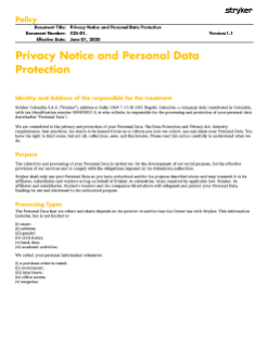 Colombia - Data Privacy Policy - Aviso de Privacidad Junio 01 2020 English.pdf