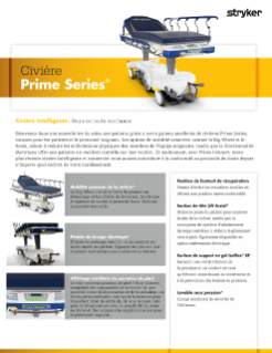 Fiche technique des civières de la série Prime