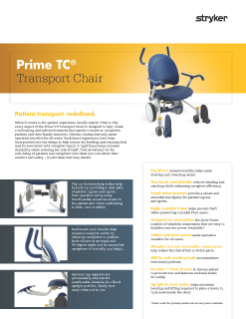 Prime TC Transport Chair Spec Sheet