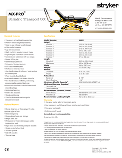 MX-PRO Bariatric Transport spec sheet