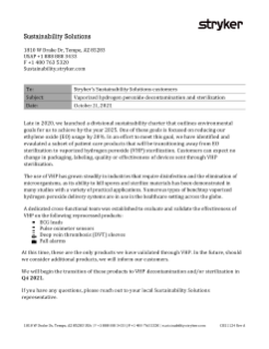 Vaporized Hydrogen Peroxide (VHP) sterilization memo