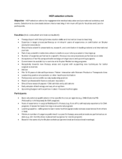 Selection criteria