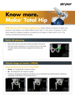 Mako Total Hip virtual range of motion guide