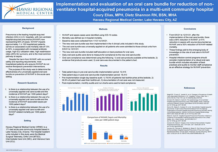 Poster presented at SHEA demonstrates 58% reduction in non-ventilator  associated pneumonia | Stryker