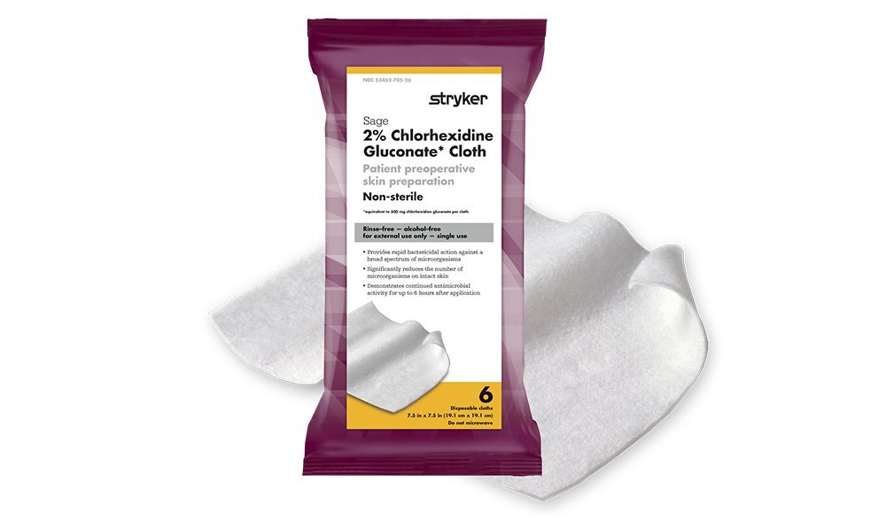 Sage 2% Chlorhexidine Gluconate (CHG) Cloths | Stryker