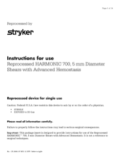 Reprocessed HARMONIC 700 Shears