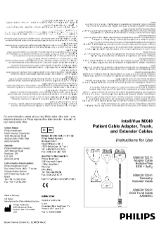 Distributed IntelliVue MX40 Patient Cable Adapter, Trunk, and Extender Cables