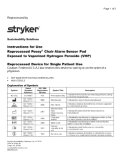 Reprocessed Posey Chair Alarm Sensor Pad Exposed to Vaporized Hydrogen Peroxide (VHP)