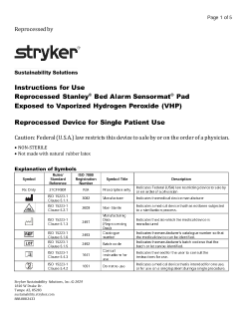 Reprocessed Stanley Bed Alarm Sensormat Pad Exposed to Vaporized Hydrogen Peroxide (VHP)