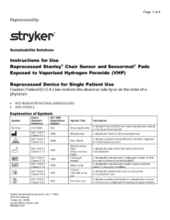 Reprocessed Stanley Chair Sensormat Pad Exposed to Vaporized Hydrogen Peroxide (VHP)