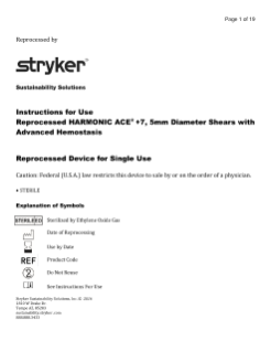 Reprocessed HARMONIC ACE+7, 5mm Diameter Shears with Advanced Hemostasis