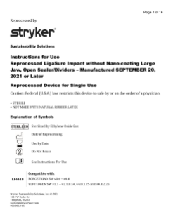 Reprocessed LigaSure Impact Without Nano-coating Large Jaw, Open Sealer Dividers