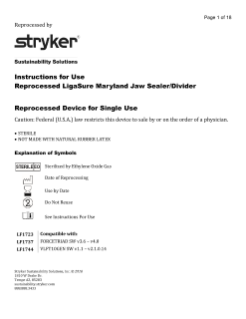 Reprocessed LigaSure Maryland Jaw Sealer/Divider