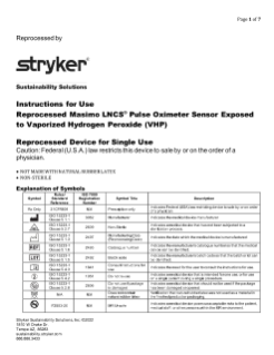 Reprocessed Masimo LNCS Pulse Oximeter Sensor Exposed to Vaporized Hydrogen Peroxide (VHP)