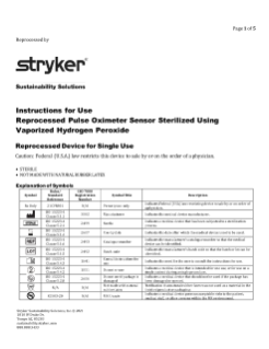 Reprocessed Pulse Oximeter Sensor Sterilized Using Vaporized Hydrogen Peroxide