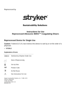 Reprocessed Ultrasonic WAVE Coagulating Shears