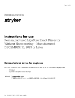 Remanufactured LigaSure Exact Dissector Without Nano-coating